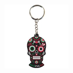 Llavero de pvc en forma de calavera típico de la tradición del día de Muertos en México