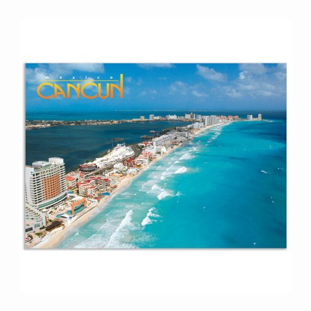 Tarjeta postal de la zona hotelera de Cancún, souvenir y recuerdo de Cancun, México