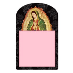 Bloc de notas con la ilustración de la Virgen de Guadalupe, Souvenir de Cozumel, México.