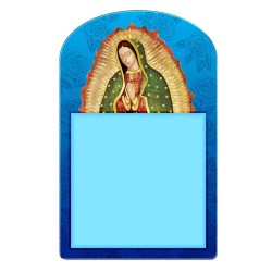 Bloc de notas con la ilustración de la Virgen de Guadalupe, Souvenir de Cozumel, México.