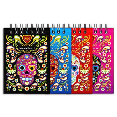 Libreta de apunte con ilustracion de una calavera, típica del dia de muertos. Souvenir y recuerdo de Cozumel, Mexico