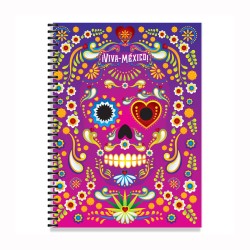 Libreta grande con ilustracion de una calavera, típica del día de muertos en México. Souvenir y recuerdo de Cozumel