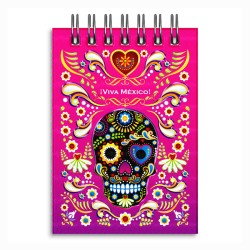 Libreta de apunte con ilustracion de una calavera, típica del día de muertos. Souvenir y recuerdo de Guadalajara.