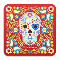 Set de 4 portavasos calavera, típico del día de muertos en México, Recuerdo de Guadalajara.