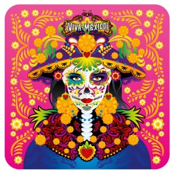 Set de 4 portavasos catrina, típico del día de muertos en Guadalajara, México.