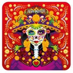 Set de 4 portavasos catrina, típico del día de muertos en Guadalajara, México.