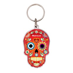 Llavero de Acrilico calavera, día de muertos. Souvenir de Huatulco, Mexico