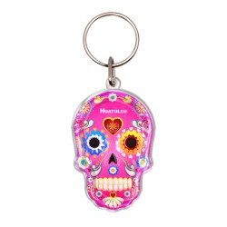 Llavero de Acrilico calavera, día de muertos. Souvenir de Huatulco, Mexico