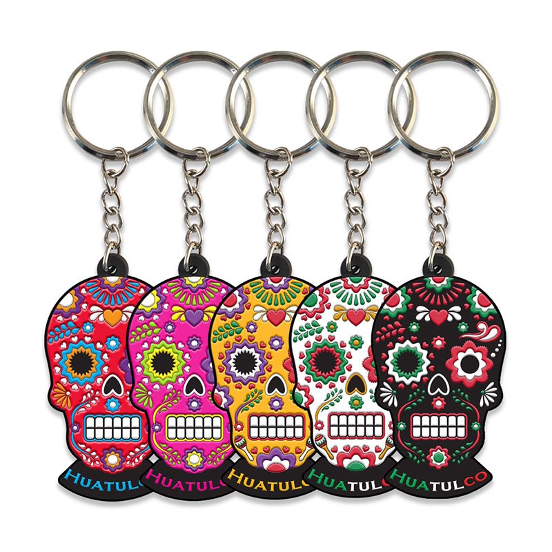 Llavero pvc calavera, souvenir de Mexico. Recuerdo de Huatulco.