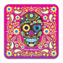 Set de 4 portavasos calavera, típico del dia de muertos en Mexico, Souvenir y recuerdo de Isla Mujeres.