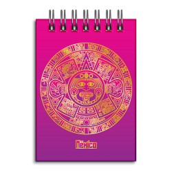 Libreta de apunte con la ilustracion del Calendario Azteca. Souvenir y recuerdo de Isla Mujeres, México.