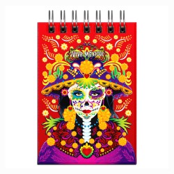 Libreta de apunte con ilustracion de una catrina, típica del día de muertos. Souvenir y recuerdo de Isla Mujeres, México.