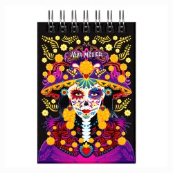 Libreta de apunte con ilustracion de una catrina, típica del día de muertos. Souvenir y recuerdo de Los Cabos, México