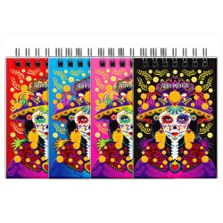 Libreta de apunte con ilustracion de una catrina, típica del día de muertos. Souvenir y recuerdo de Los Cabos, México