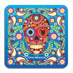 Set de 4 portavasos calavera, típico del día de muertos en México, Recuerdo de Los Cabos.