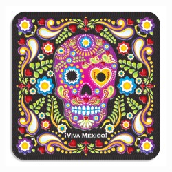 Set de 4 portavasos calavera, típico del día de muertos en México, Recuerdo de Los Cabos.