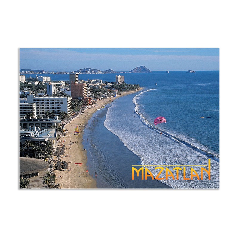 Tarjeta postal  de la Zona Dorada de Mazatlan, souvenir y recuerdo de México