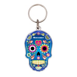 Llavero de acrílico calavera, tradición del día de muertos en Mexico. Souvenir y recuerdo de Monterrey.