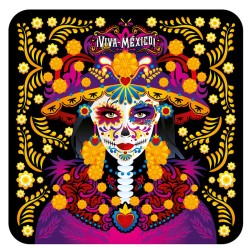 Set de 4 portavasos catrina, típico del día de muertos en México, Recuerdo de Puerto Vallarta.