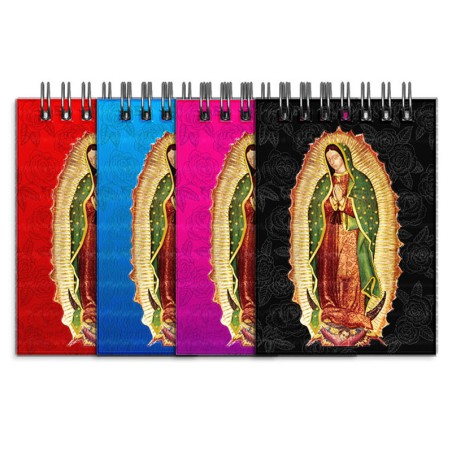 Libreta de apunte con la ilustracion de la Virgen de Guadalupe. Souvenir y recuerdo emblemático de México.