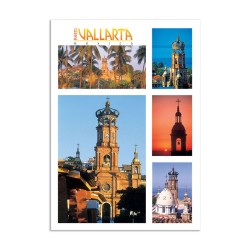 Tarjeta postal con Varias Vistas de la Iglesia de Puerto Vallarta, souvenir y recuerdo de México