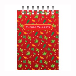 Libreta de apunte con ilustracion de una calavera, típica del día de muertos. Souvenir y recuerdo de Puerto Vallarta, México