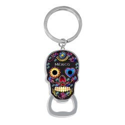 Llavero destapador de metal en forma de calavera. Souvenir de San Miguel Allende, México..