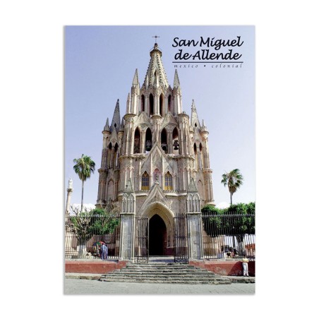 Tarjeta postal de la Parroquia de San Miguel de Allende, souvenir y recuerdo de Mexico.