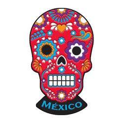 Magneto pvc calavera típico de la tradición del día de Muertos en Mexico. Recuerdo de San Miguel.