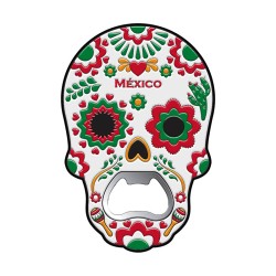 Magneto destapador pvc calavera, souvenir o regalo de Mexico. Recuerdo de San Miguel.