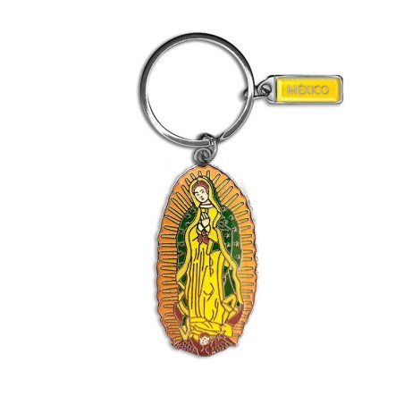 Llavero de metal Virgen de Guadalupe. Souvenir Ciudad de Mexico, CDMX.