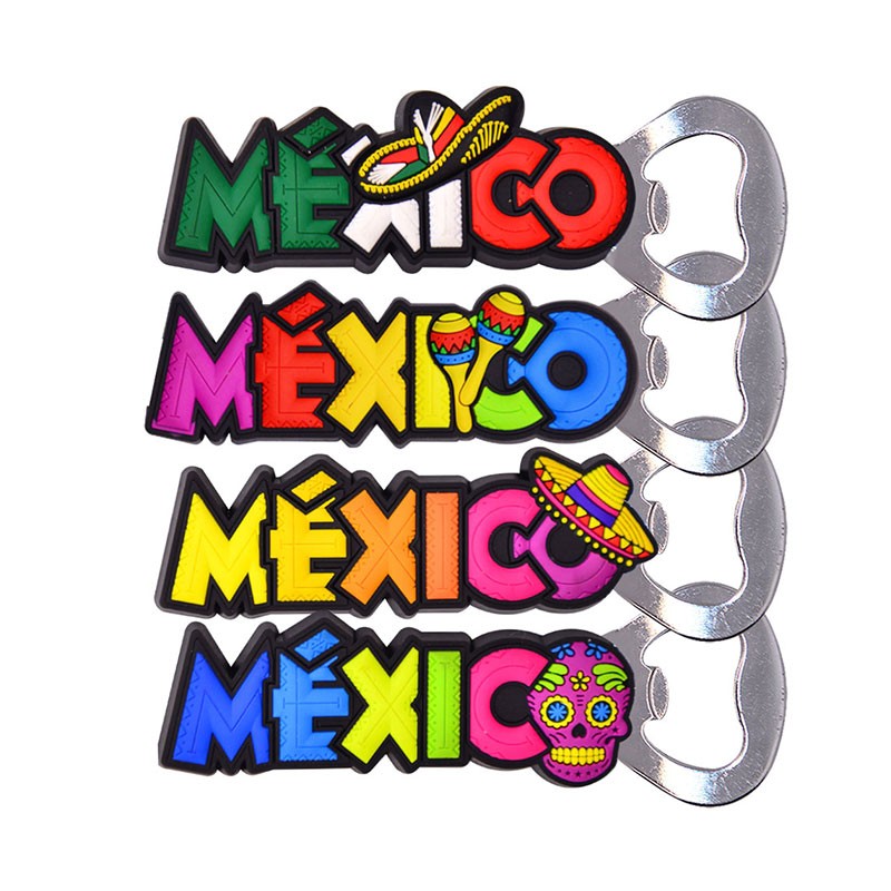 Magneto destapador pvc con el nombre de la Ciudad de México, souvenir o regalo de México