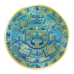 Set de 4 portavasos Calendario Azteca, emblemático de la cultura prehispánica, Souvenir de Tijuana, México.