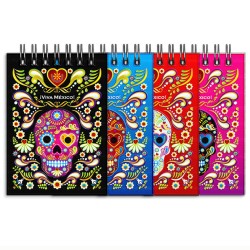 Libreta de apunte con ilustracion de una calavera, típica del día de muertos. Souvenir y recuerdo de Veracruz, Mexico